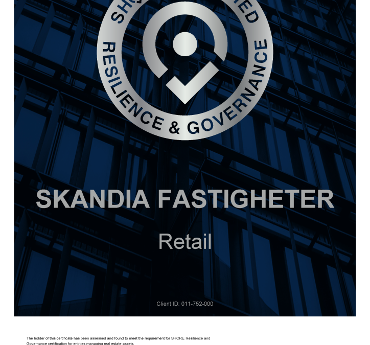 Skandia Fastigheter awarded SHORE Corporate Resilience & Governance certification